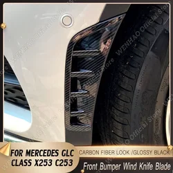 Front Bumper Wind Knife Blade For Mercedes GLC Class C253 X253  GLC260 GLC300 2020 2021 2022 Carbon Fiber Look Bumper Spoiler