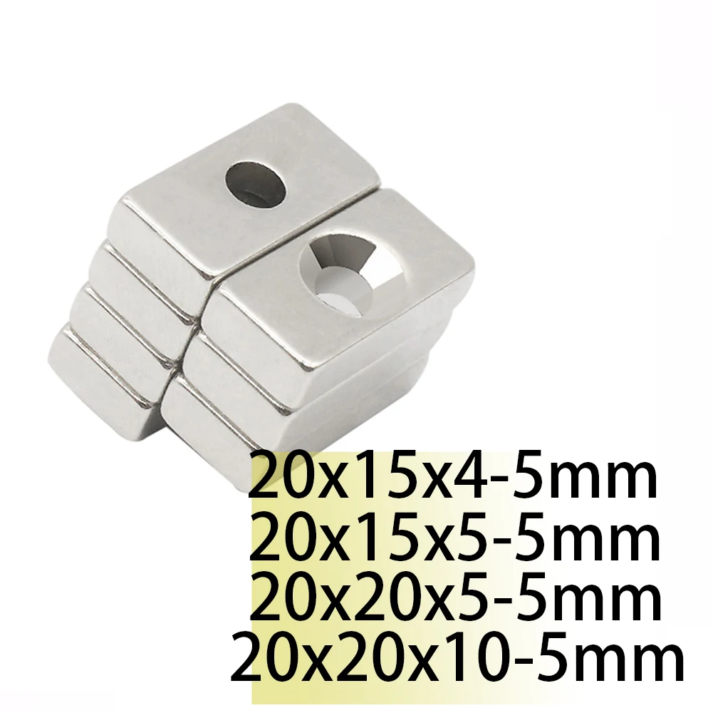 

n35 20x15x4-5 20x15x5-5 20x20x5-5 20x20x10-5 Powerful Block Magnets one hole Strip single Holes 5 Permanent Neodymium Magnet