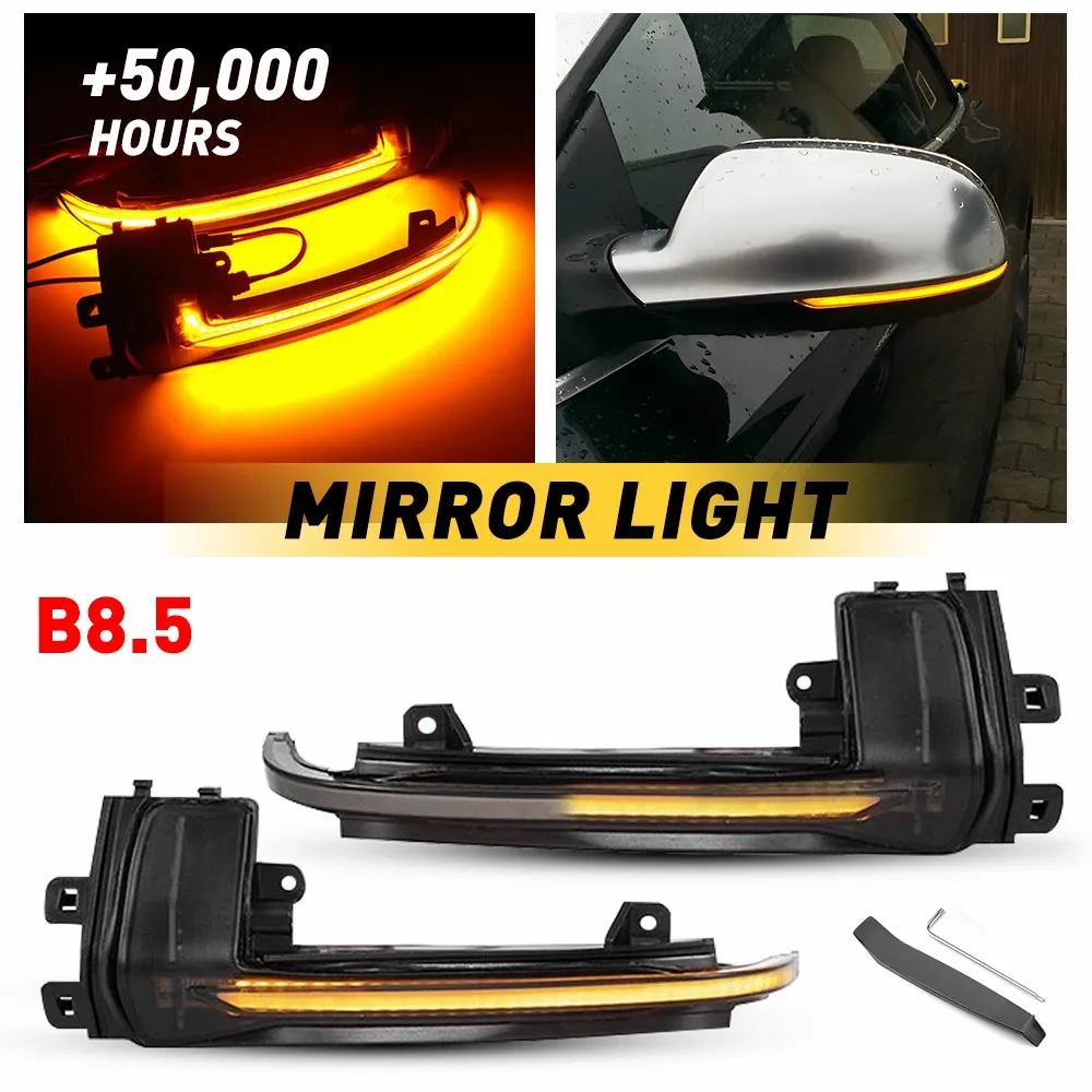 

2Pcs Car LED Under Rearview Mirror Light Amber LED Sequential Side Mirror Turn Signal Lights For Audi A3 A4 A5 S5 RS3 RS4 Smoked