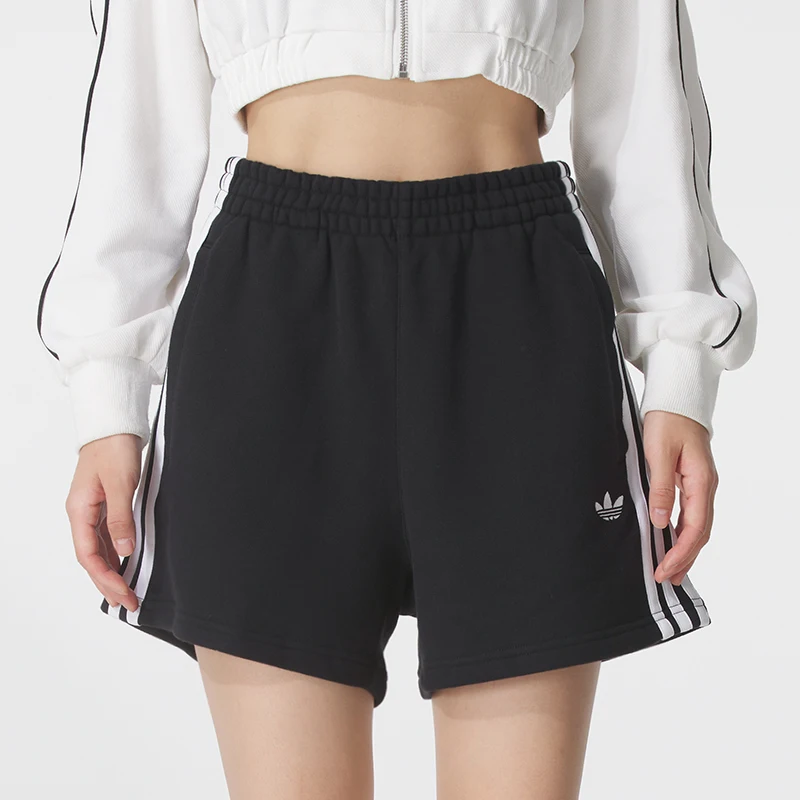 Adidas (Adidas) Calças femininas Trefoil, calças esportivas, confortáveis, respiráveis, para treinamento, corrida casual, shorts de malha Jw5109