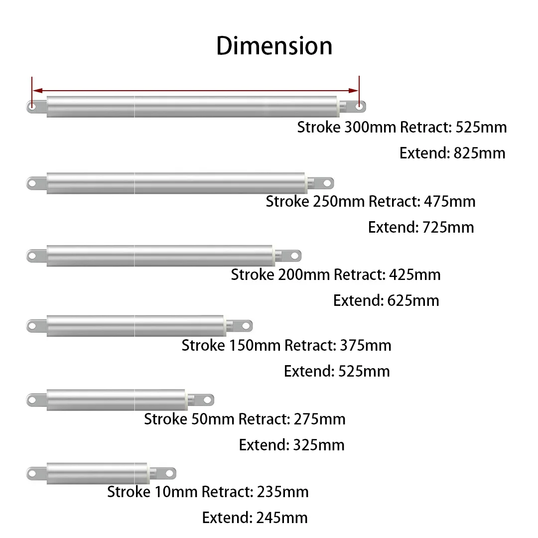 Reciprocating Linear Actuator 12 V Max Load 1100N Stainless Steel Push Rod Motor Small Lifter Automatic Telescopic Pole