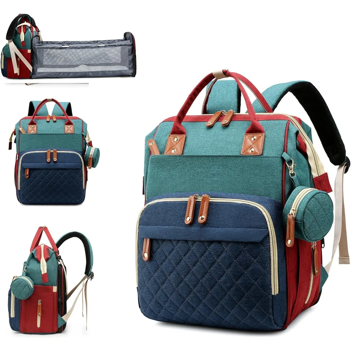 

Diaper Bag with Changing Station 3 in 1 Baby Diaper Backpack with Foldable Changing Pad, Large Travel Back Pack for Girl Boy