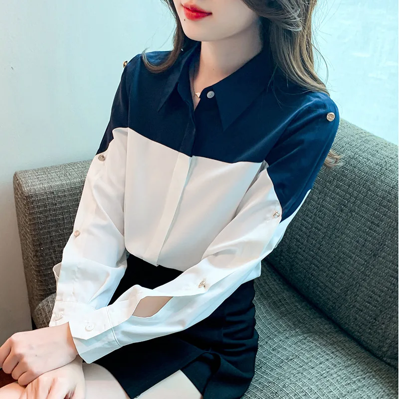 

Shirts Spring Summer Fashion Female Long Sleeve Loose Solid Blouse Tops Casual Chiffon Shirt Women Office Lady Shirts