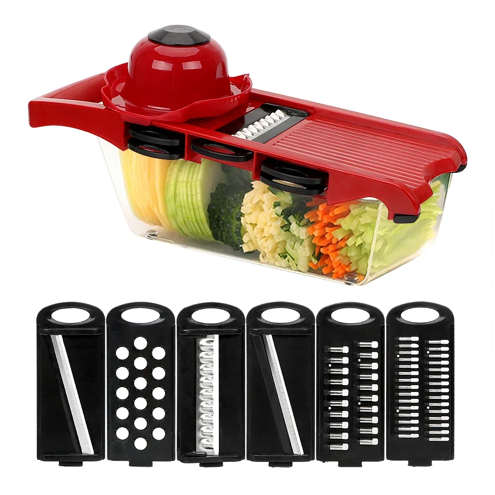 

Kitchen Gadget Multi-function 6 Blades Slicer Vegetable Mandoline Slicer Cooking Tool Sets Fruit Cutter Grater