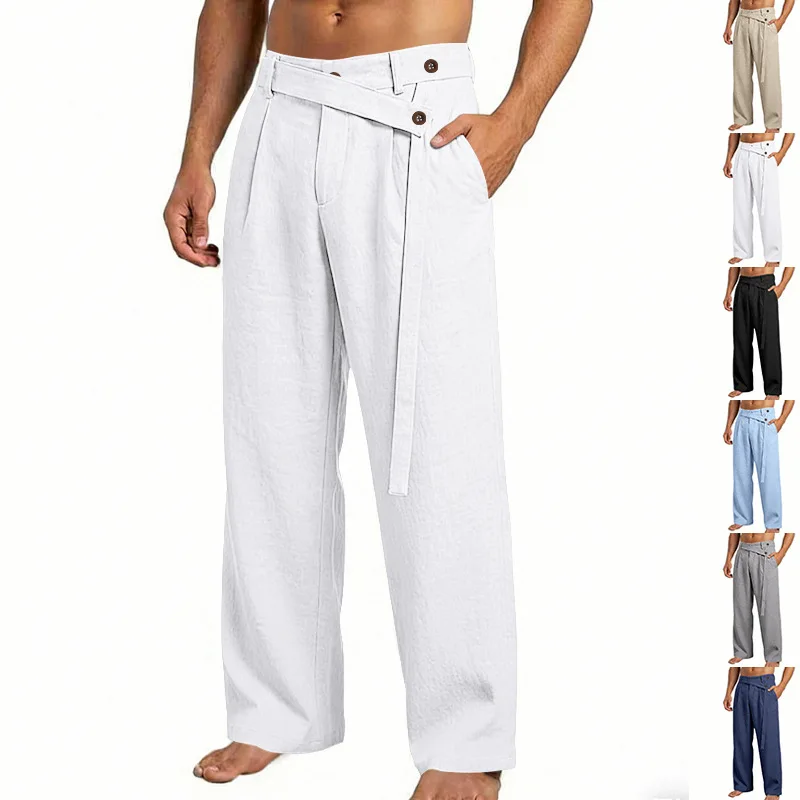 

Cross-border Italian Neapolitan Gorger Old Money Style Men's Casual Loose Linen Commuter Straight Pants