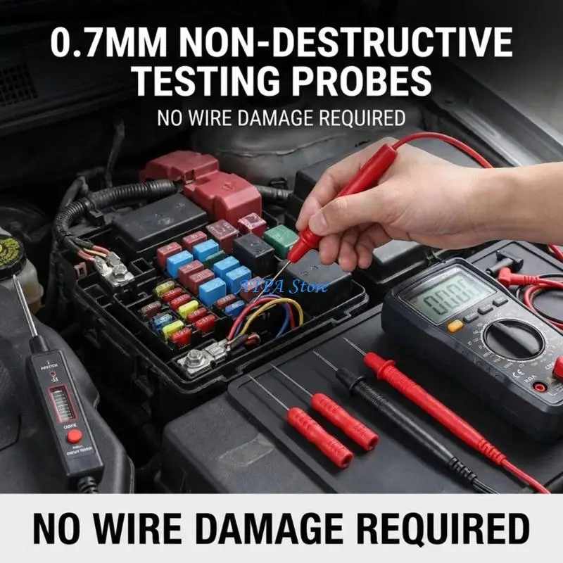 U13C Insulated Handle Electrical Test Probes 0.7mm for Safe Automotive Wiring Checks