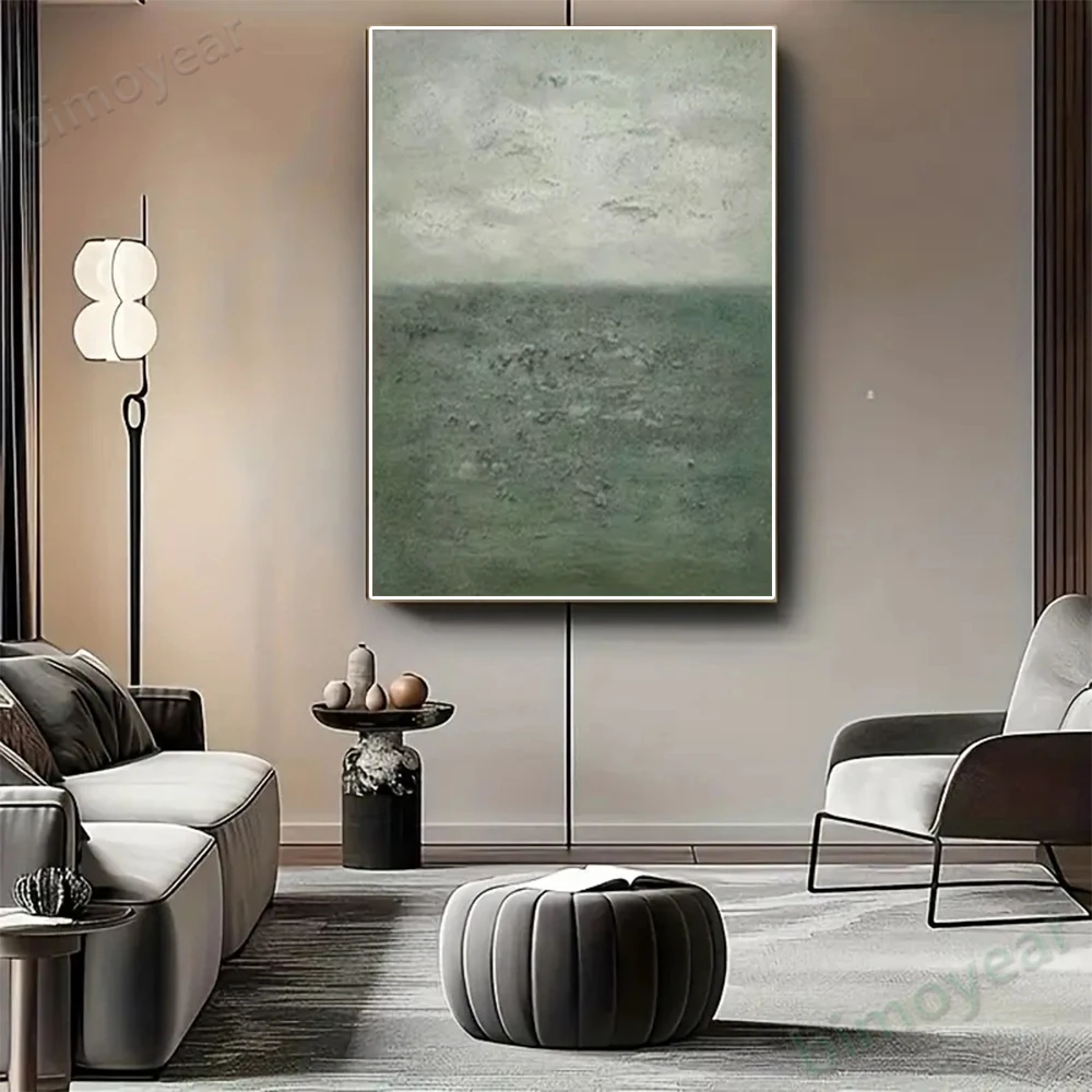

100% hand drawn green gradient abstract oil painting original wall painting home living room decoration paint interior aesthetic