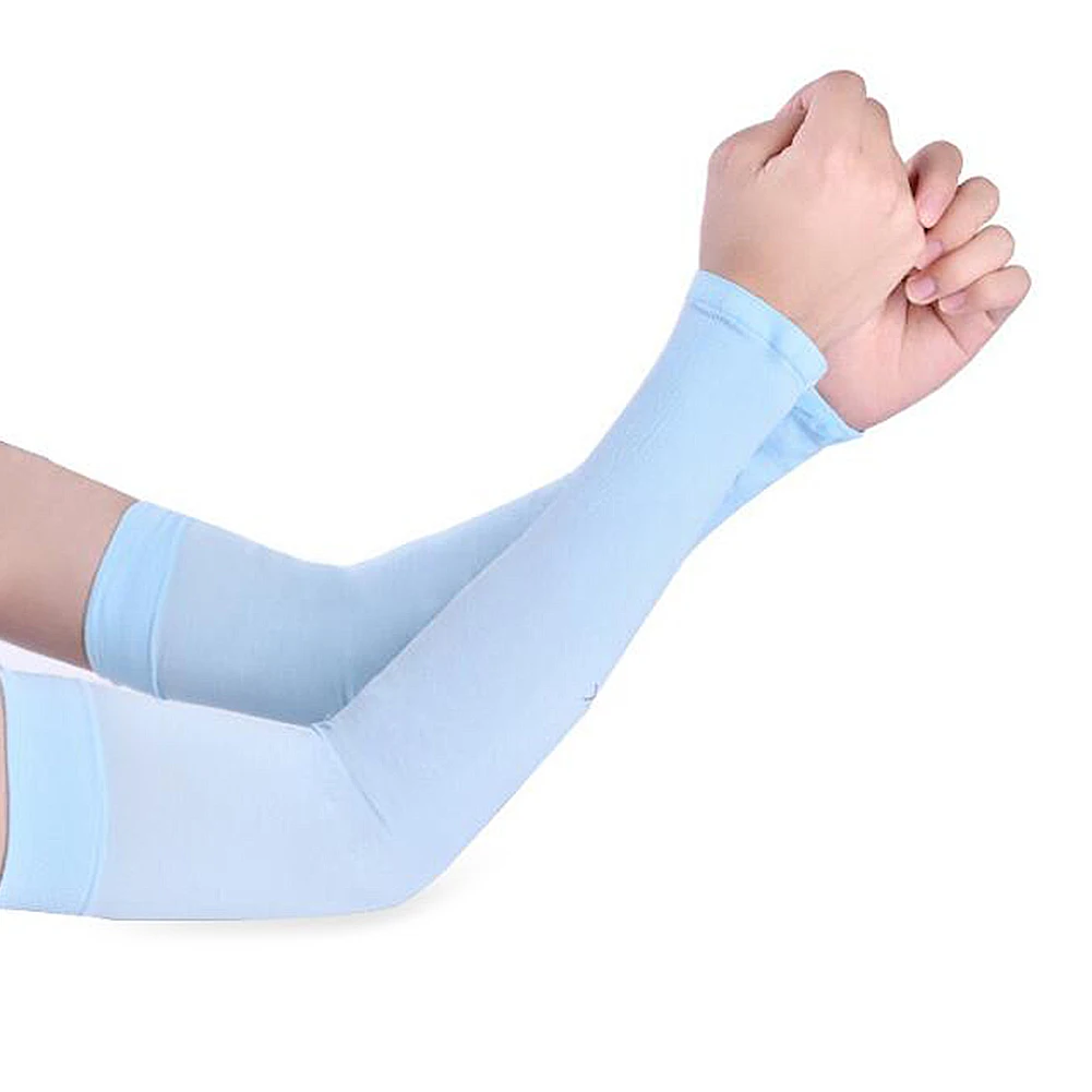 Mangas de brazo de seda de hielo Unisex, protector solar de verano, deportes al aire libre, ciclismo, conducción, protección UV, mangas largas sin