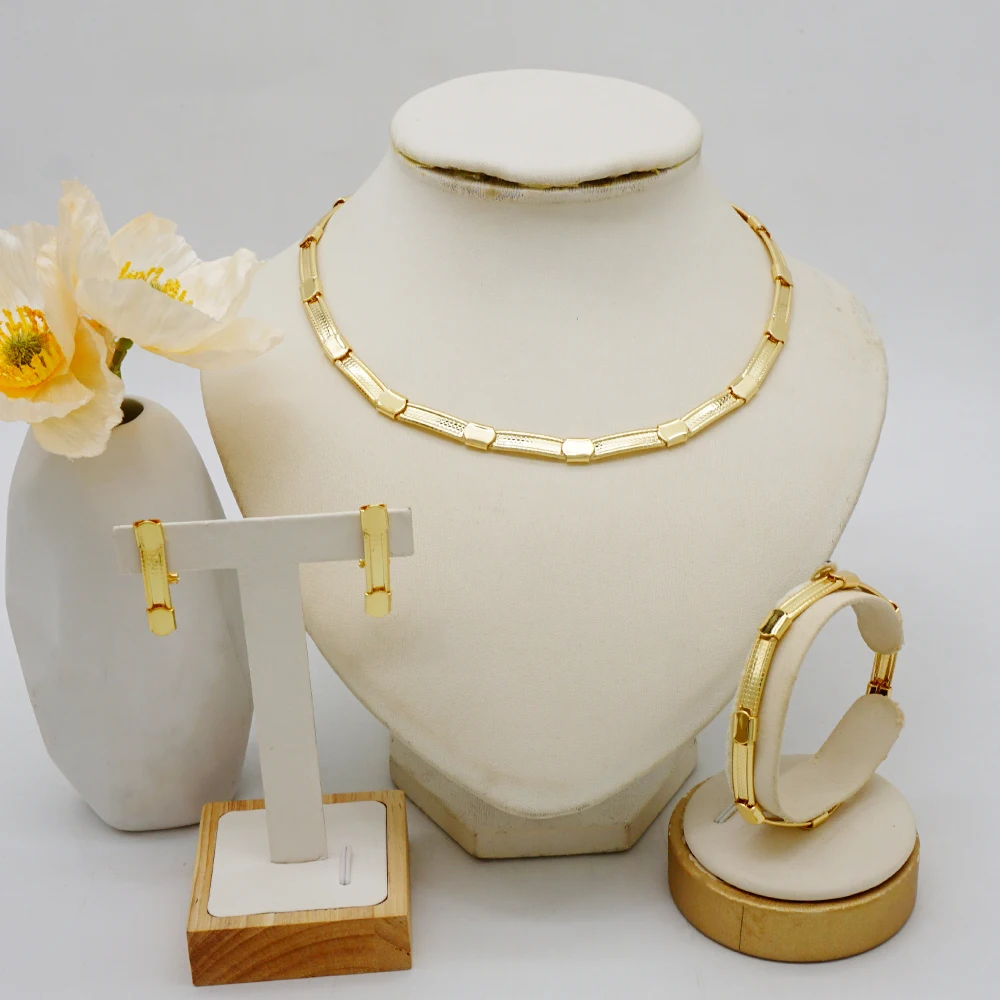 Luxury Choice Gold Color Women Jewelry Sets Necklace Earrings Bracelet Rings Sets Elegant Set Ethiopia Dubai Wedding Party Gifts