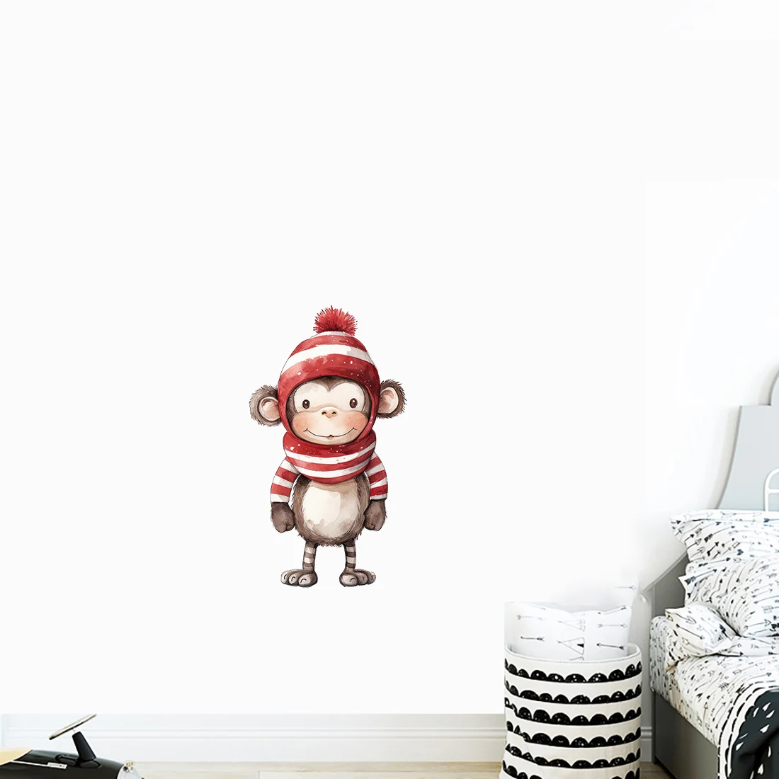 Three Ratels Q7 Watercolor cartoon little monkey children's bedroom wall stickers  furniture scratches blocking stickers