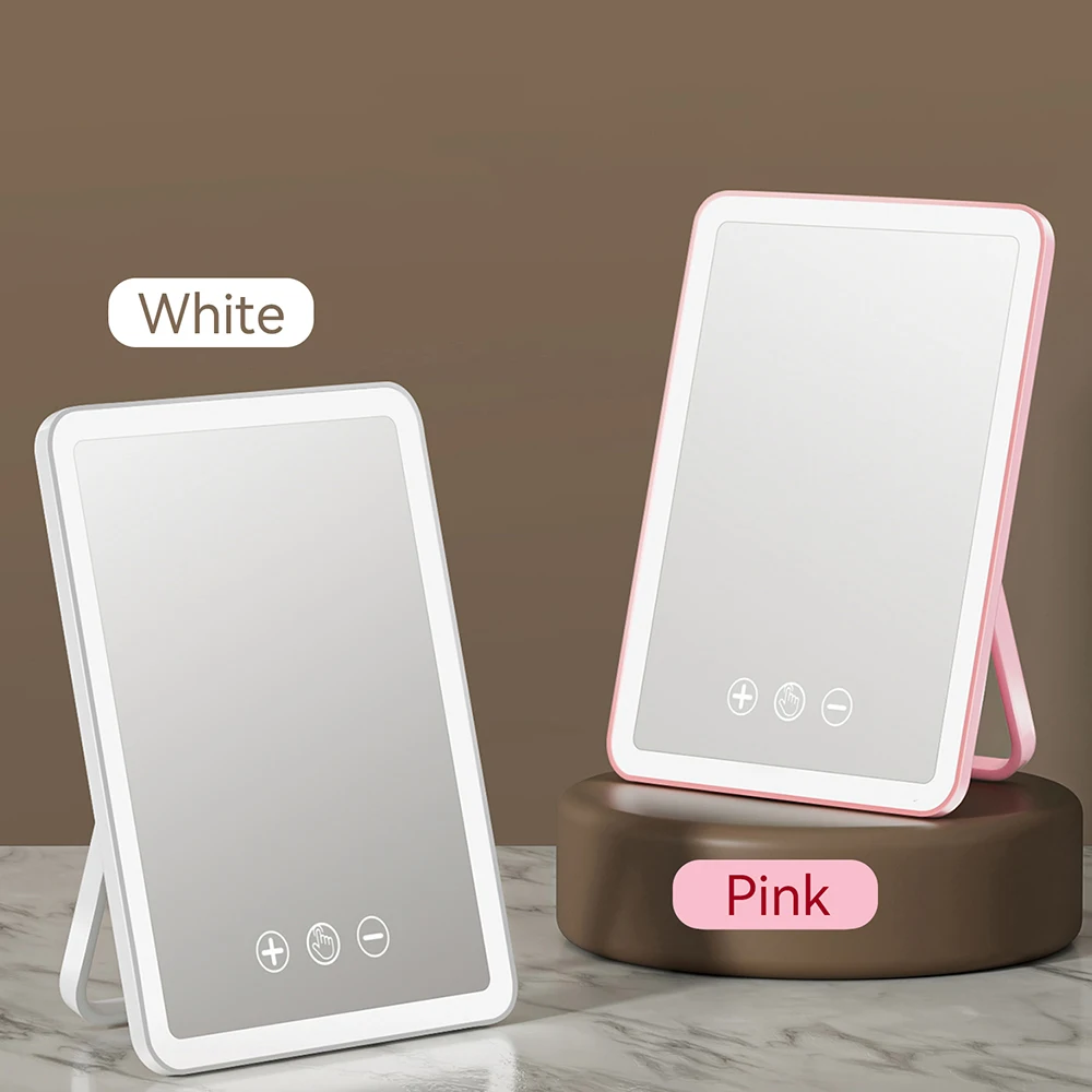 Miroir de courtoisie LED pliable portable aste par USB, forme iPad, écran tactile, maquillage à gradation, voyage