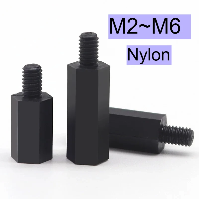 Black Nylon M2 M2.5 M3 M4 M5 M6 Hexagonal Male Female Standoff  Hex Motherboard Standoff PCB Stand Plastic Spacer Screw