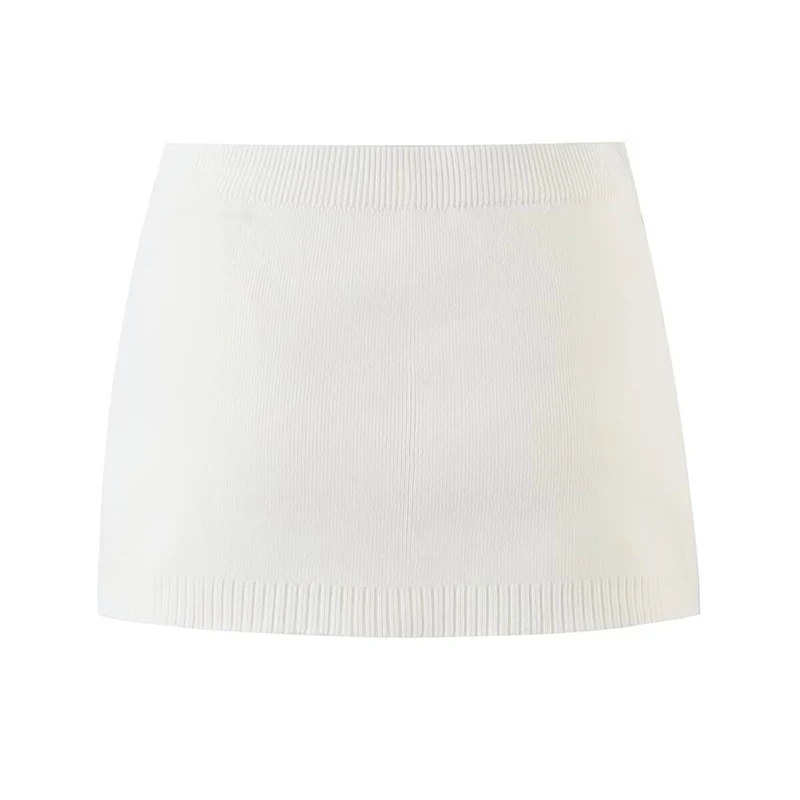 YENKYE Women Gray Knit Mini Skirt High Waist  Solid Color Slim Fit Casual Short Pencil Skirt Sexy Y2K Bottoms