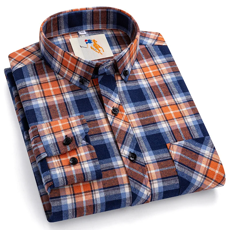 

8XL Fashion Classic Plaid Shirts for Men Long Sleeve 100 Cotton Single Pocket Casual Men Shirts Long Sleeve Plus Size Slim Fit