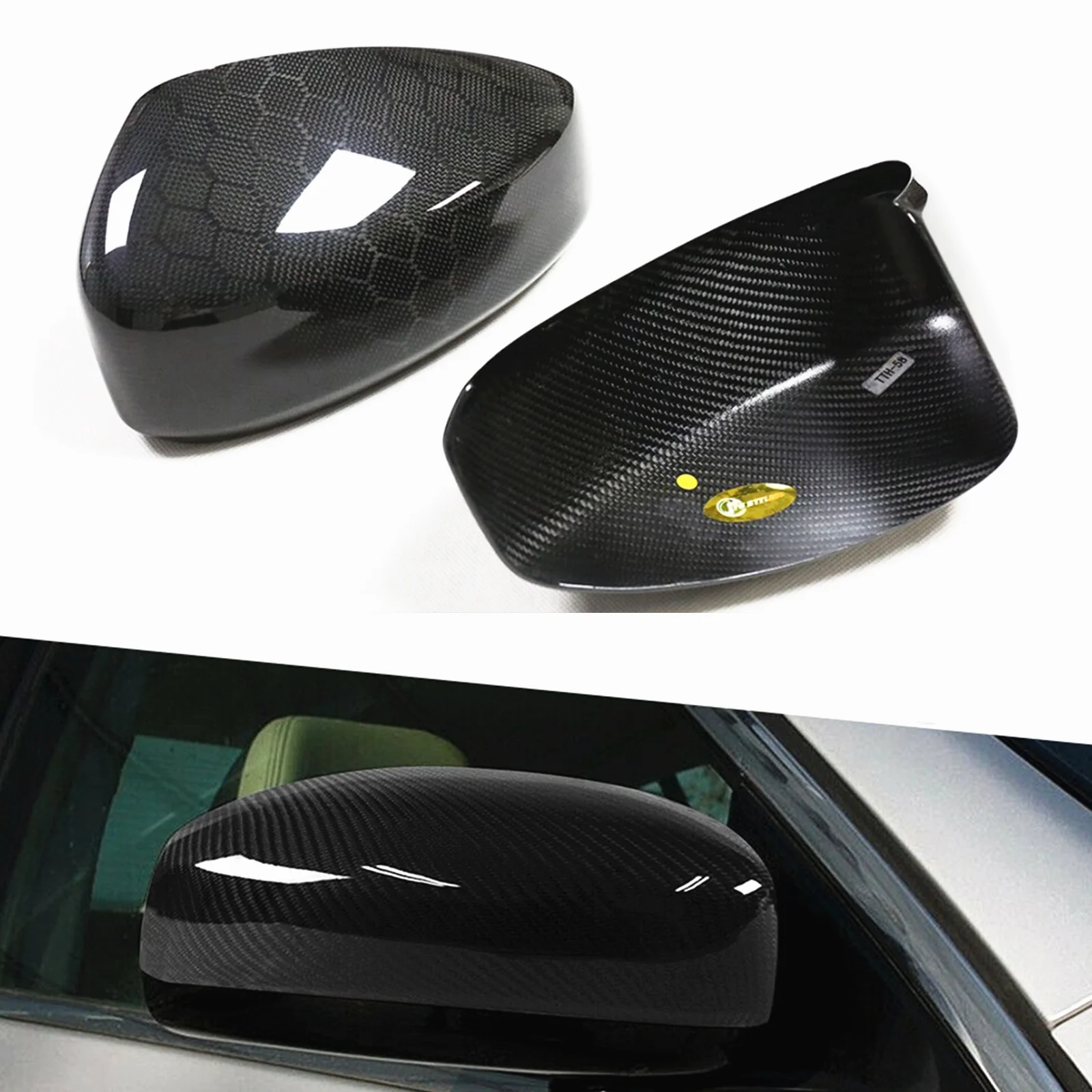 Carbon Fiber Car Mirror Cover Add On Exterior Rear View Cap Reverse Case Auto Kit For Infiniti G35 2003-2007