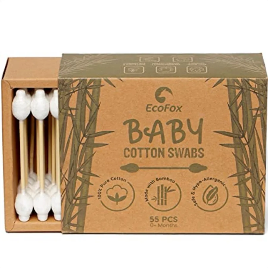 Coton-tige pour bébé, 220 points, coton-tige biologique biodégradable en bois, bâtons de sécurité à Double pointe, 100 naturels écologiques