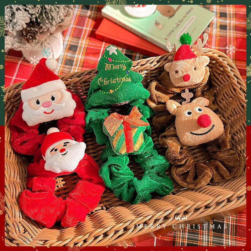 

Christmas Deer Plush Scrunchie High Elasticity Durable Hair Tie Cute Pony Tail for Women Christmas Gift Elastic Hair Band