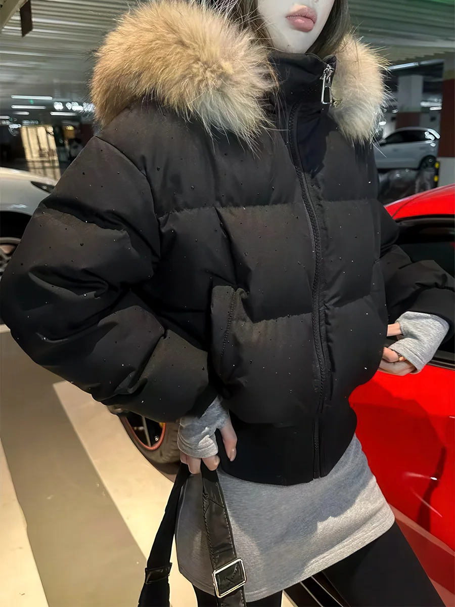 블라 오르트 후드 다운 재킷 여성용 겨울 슬림핏 90% 화이트 다운 따뜻한 개성있는 아우터 캐주얼 슬림 하이웨이스트