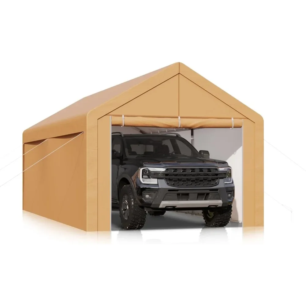 

10 X 20 Ft Carport with Removable Sidewalls & Doors, Reinforced Steel Frame, Galvanized Car Shelter All Weather, Portable Garage