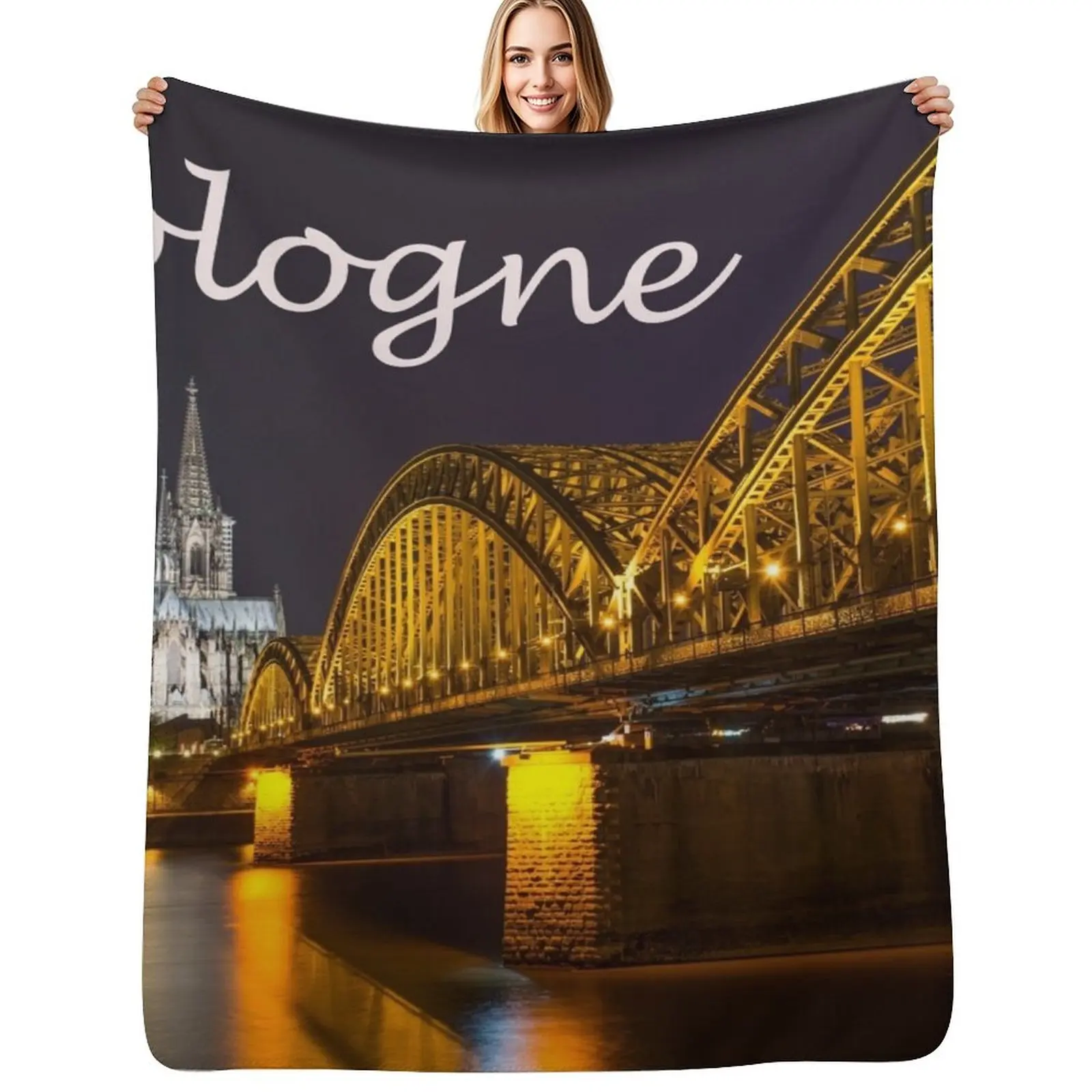 Cologne Cathedral at Night - Stunning Photograph Throw Blanket Easy Care Comfortable Blanket for Couch