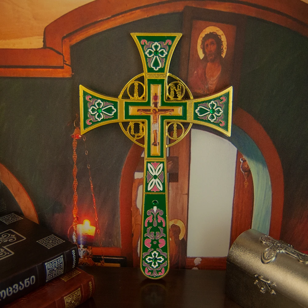 Orthodoxes Kreuz aus Zinklegierung, 7,5 Zoll, stehendes Jesus-Kreuz, religiöses Geschenk, Bibelzubehör, Kirchendekoration, Sammlerstück – Detail 4