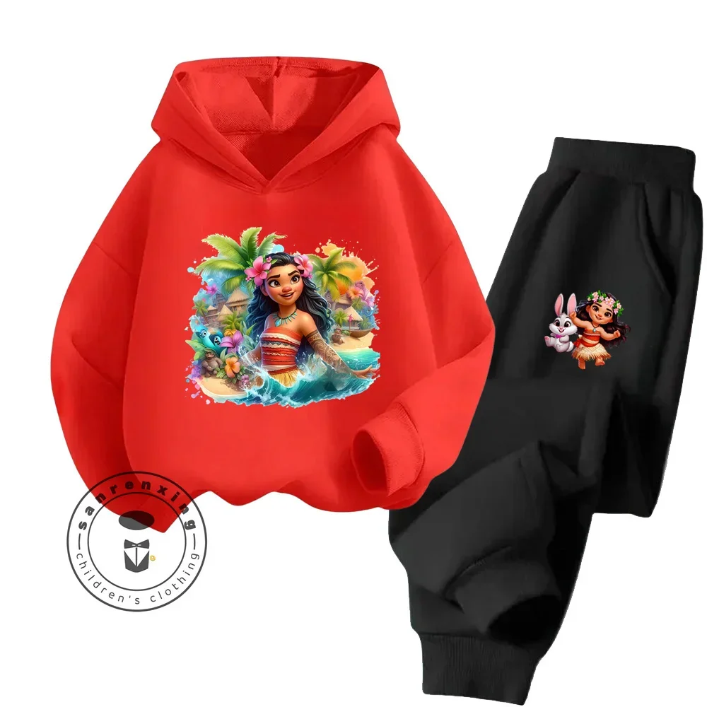 Moana Cartoon Cozy Long Sleeve Collection Affordable Loose Fit Easy Care Playful Designs Suitable Boy Girl Fall Winter Tracksuit