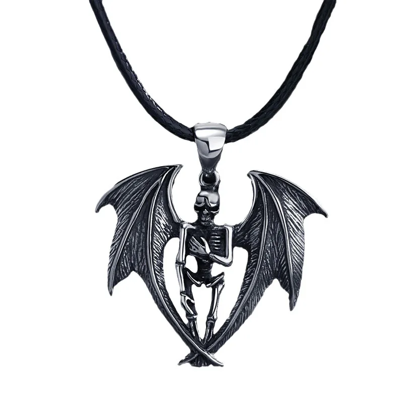 

Buyee 925 Sterling Silver Male Big Pendant Chain Elegant Anglel Necklace for Men Fashion Unqiue Rock Punk Fine Jewelry Chain
