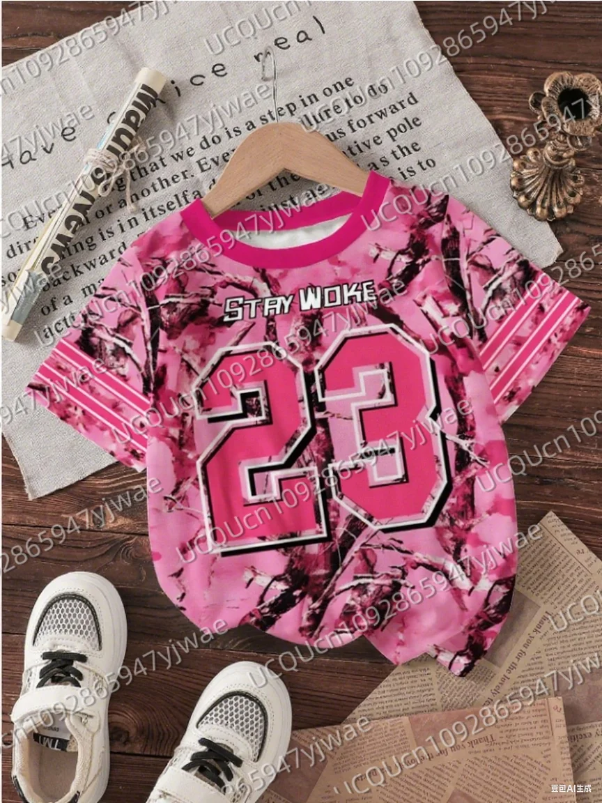 

Summer Women's Camouflage NO.23 Print Casual Women's Clothing Trendy Short-Sleeve Round-Neck Men's T-Shirts Tops Tee