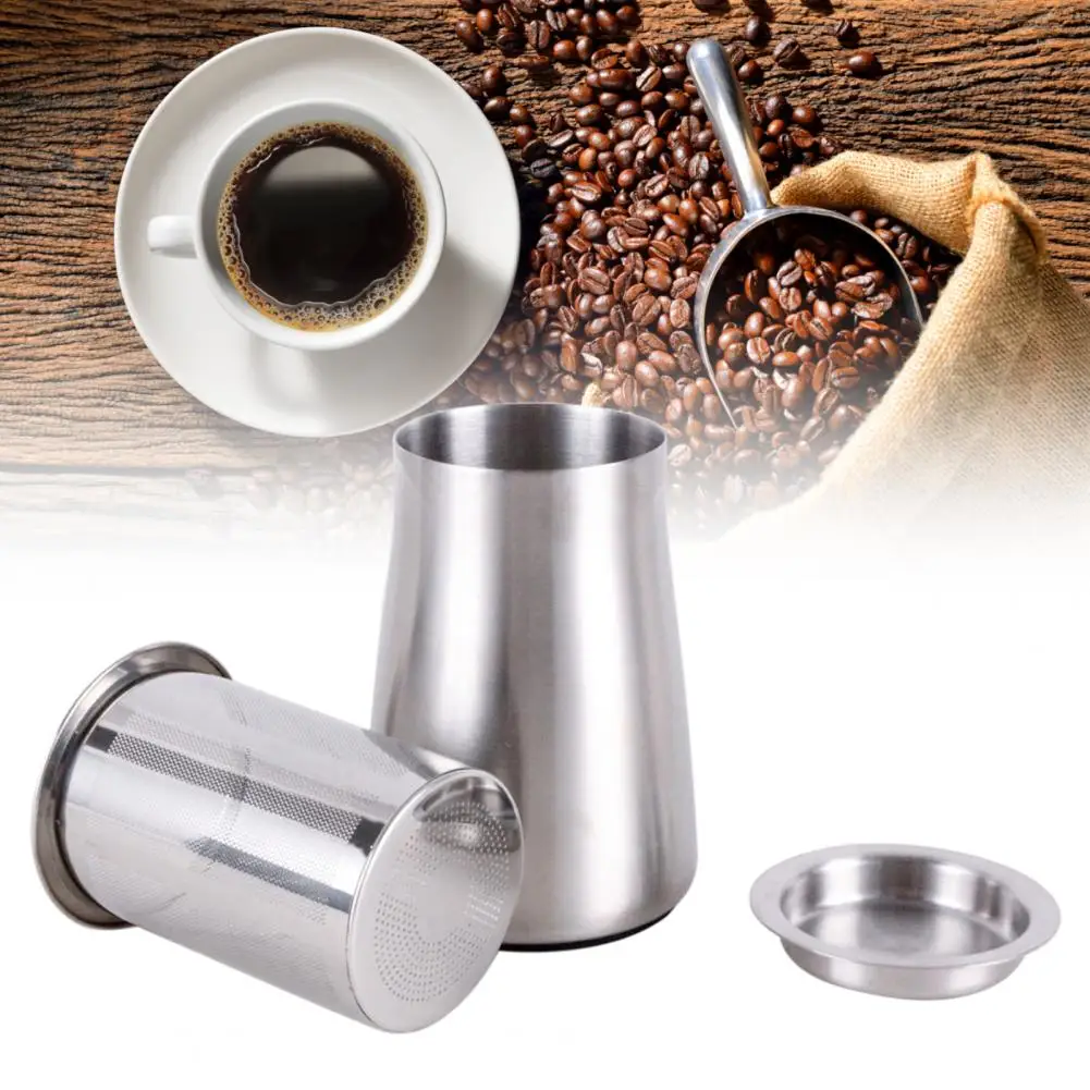 Stainless Steel Coffee Sifter Portable Anti-Slip Bottom Durable Coffee Sifter Ground Receiver with Lid