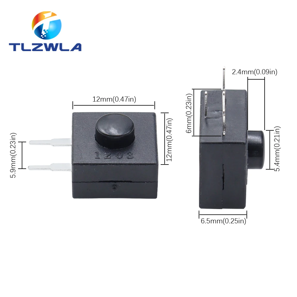 10PCS Headlamp Flashlight Head Light 213WD side switch 12x12mm DC 30V 1A 3pins Straight Feet Push Button Switch ON-OFF-ON