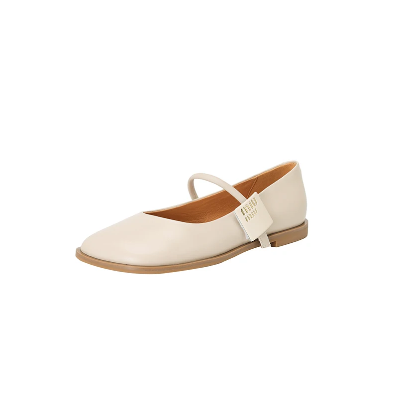 

Vintage Lambskin Mary Janes 1.5cm Chunky Heel Square Toe Single Buckle Hook Loop Black Beige Women Retro