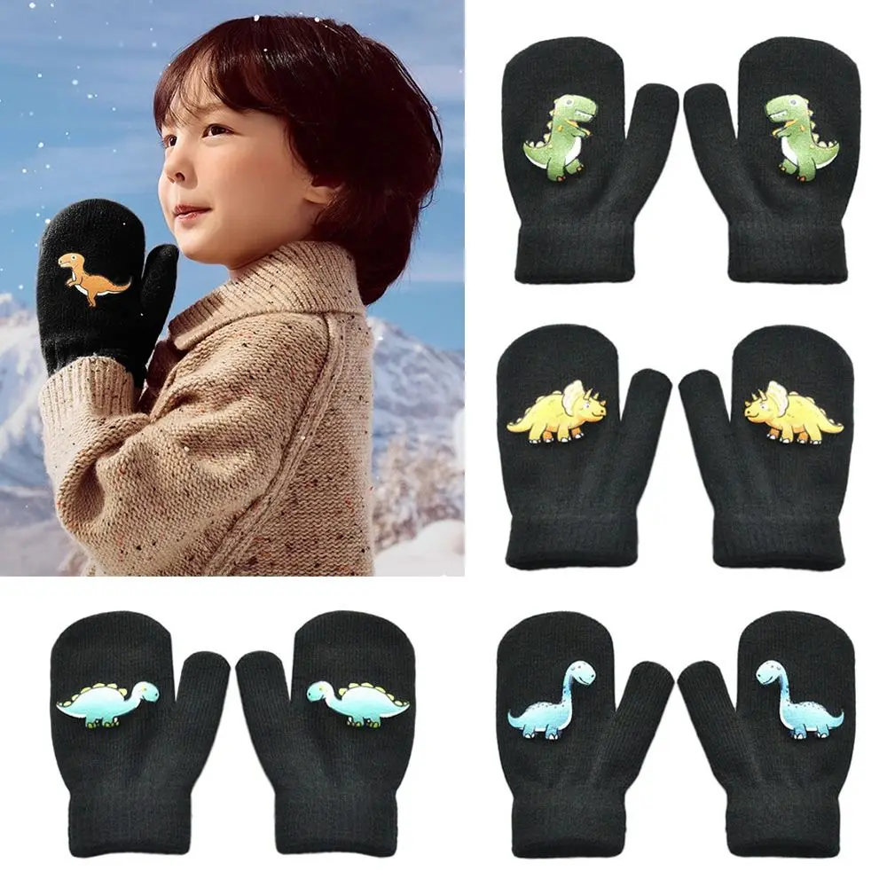 1-3 Years Winter Thicken Velvet Children Baby Gloves Keep Warm Soft Full Finger Mittens Elastic Cute Warm Mittens