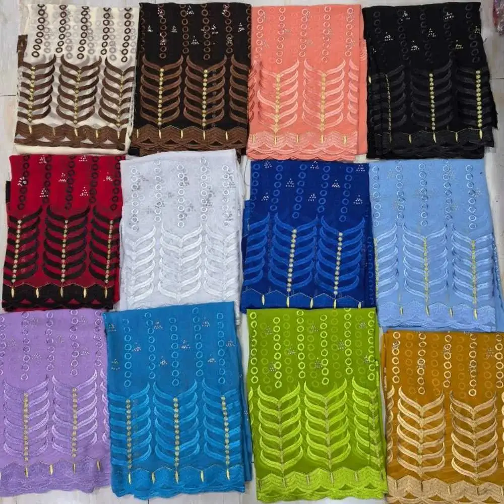 

African Big Size Chiffon Muslim Scarf for Women Embroidered Islamic Hijab Turban Ideal for Ramadan Dubai Stylish Free Ship Sale