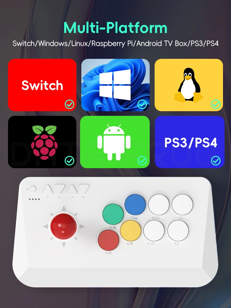 DATA FROG 2.4G Wireless Ergonomic Arcade Fight Stick Controller For Switch PC Android iOS TV Box view 4