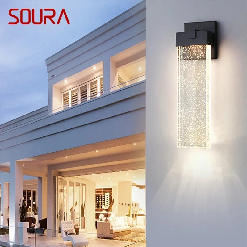 

SOURA Contemporary LED Outdoor Crystal Wall Lamps Electric Simplicity Waterproof Balcony Hallway Courtyard Villa Gate Hotel