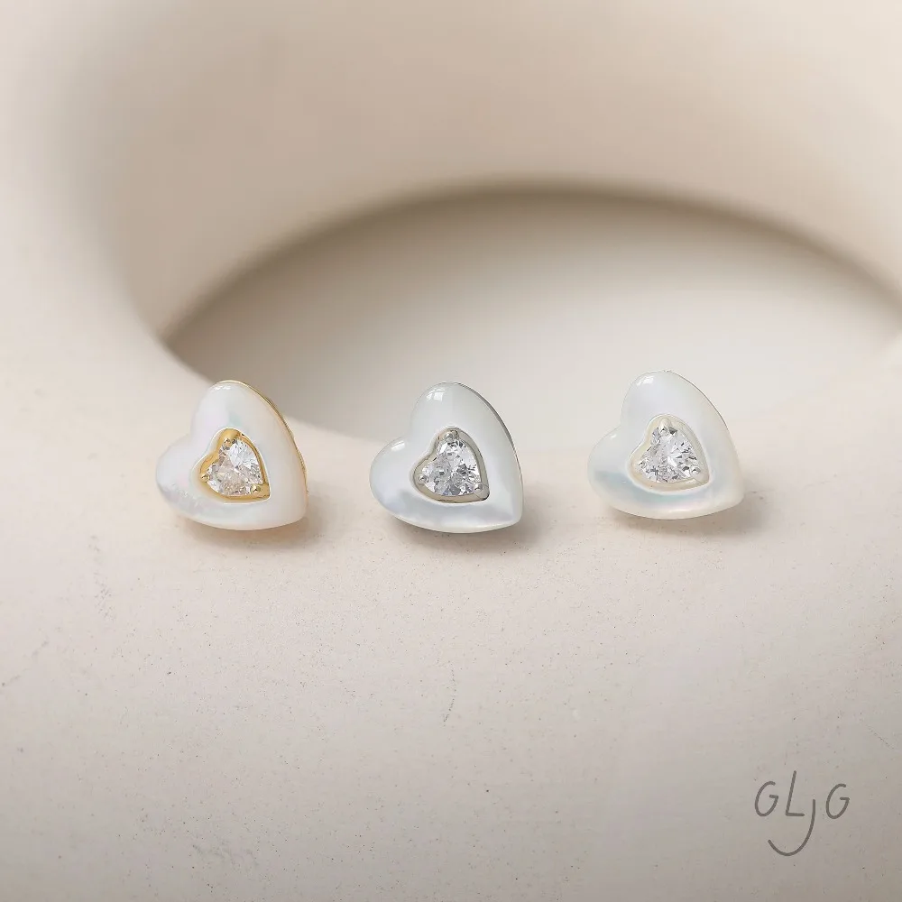 2 قطعة لذيذ القلب شل الأذن ترصيع النتائج مجوهرات نحاسية صنع Diy بها بنفسك أقراط لوازم 14 كيلو مطلية بالذهب اكسسوارات 10*11 مللي متر #4