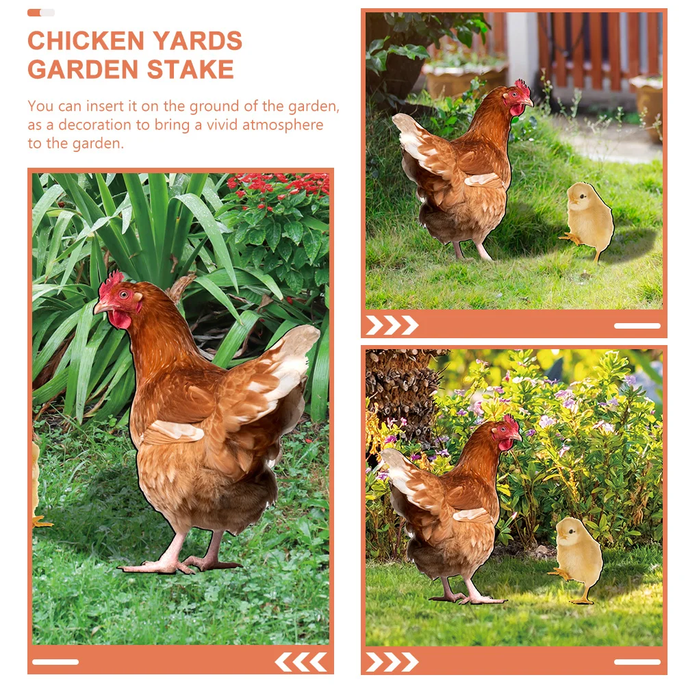 2Pcs Garden Sign Acrylic Chicken Yard Stake Decor Front Lawn Animal Ornament Garden Decoration Chicken Yard Sign