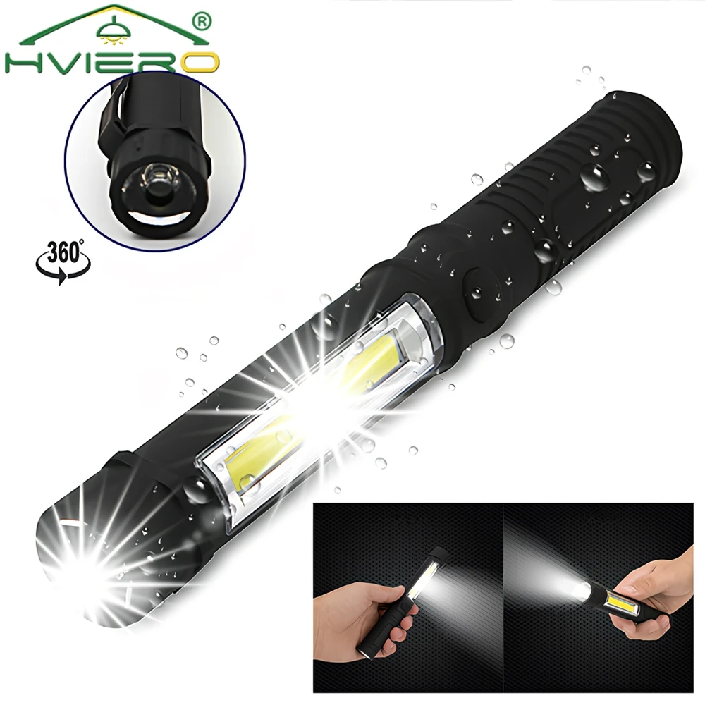 1X Multi-Function COB LED Portable Mini Pen Work Light Inspection Torches Magnetic Base Waterproof Used For Camping Cycling Bar