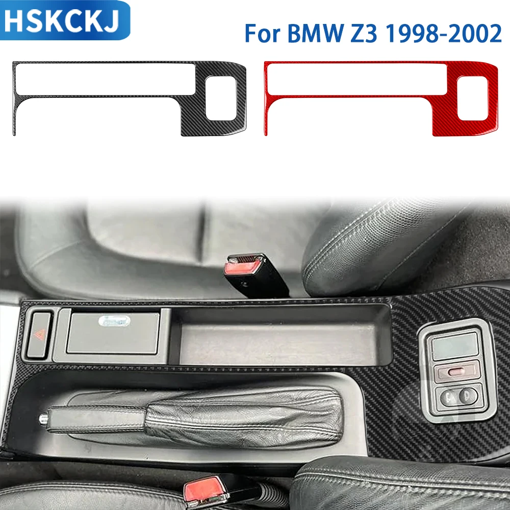 For BMW Z3 1998 1999 2000 2001 2002 Carbon Fiber Sticker Car Interior Central Cup Holder Panel Cover Trim Decorative Accessories