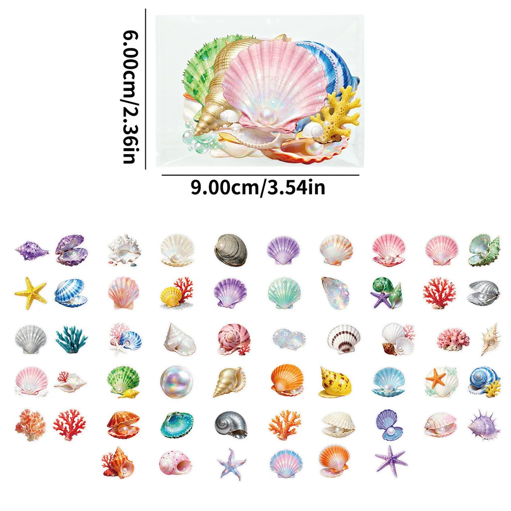 56 Pcs Transparent PET Seashell Stickers - New Exquisite Waterproof Decals for Journals & Water Bottles AnimeWorlds Store