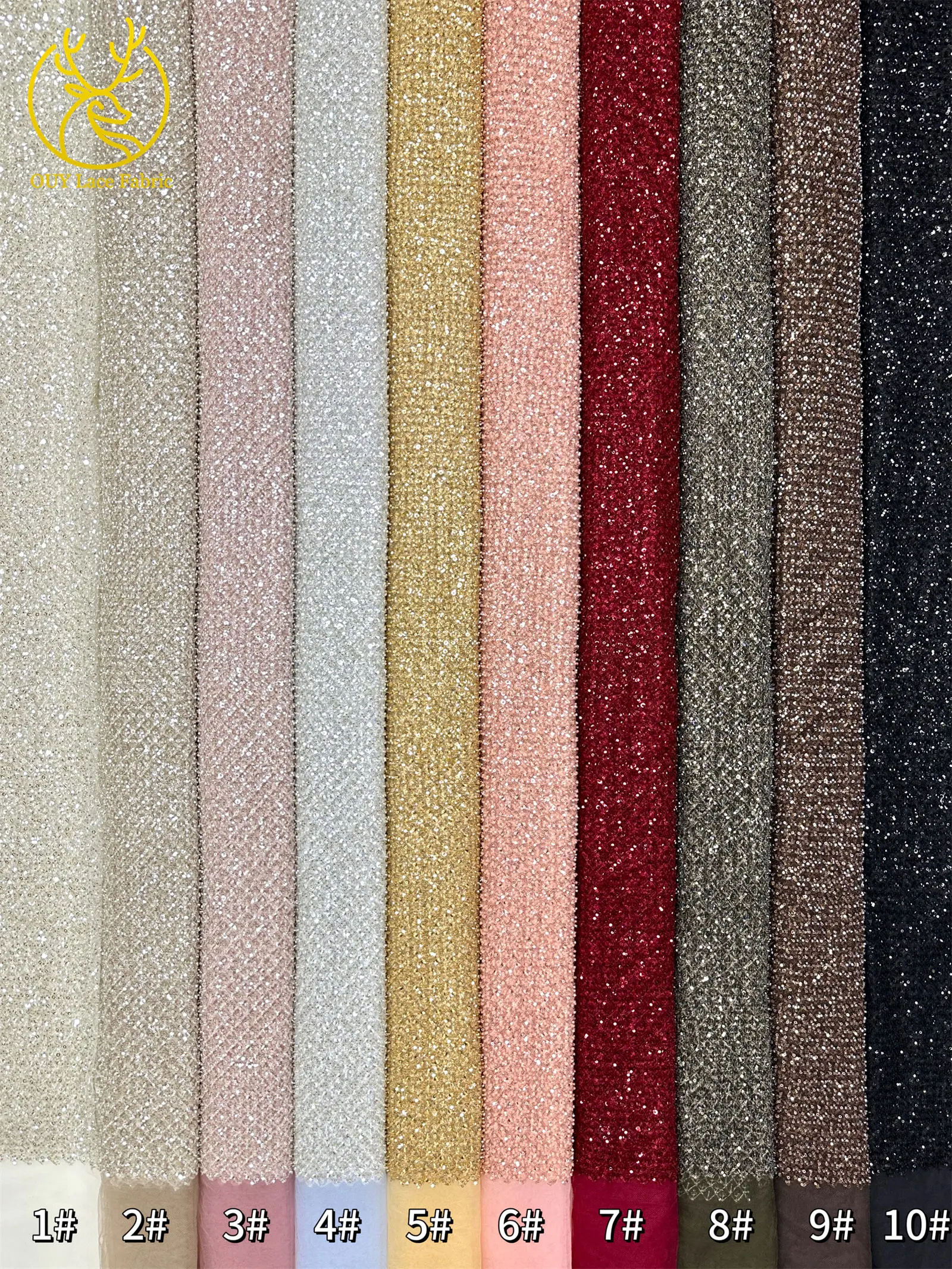 Großhandel Goldperlen-Pailletten-Spitzenstoff Hochwertiger Party-Tüll-Spitzenstoff für Hochzeitskleider Nähzubehör – Detail 19