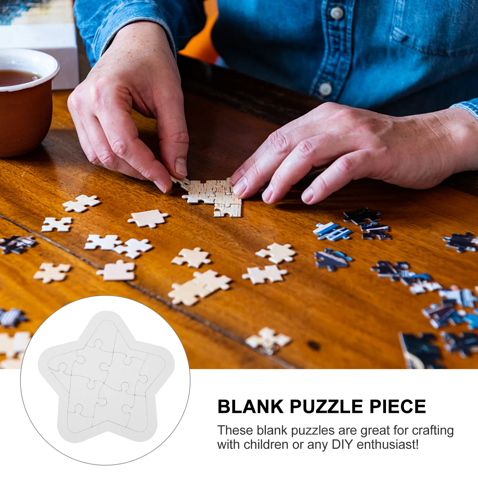 4 Sets Blank Puzzle Piece Diy Craft For Kids Painting Coloring Graffiti Hand-Eye Coordination Creative Training Game Jigsaw