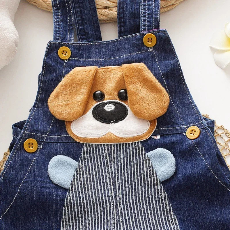 DIIMUU Kids Infant Baby Clothing Overalls Shorts Pants Boys Girls Denim Jumpsuits Toddler Clothes Cartoon Casual Jeans Playsuits