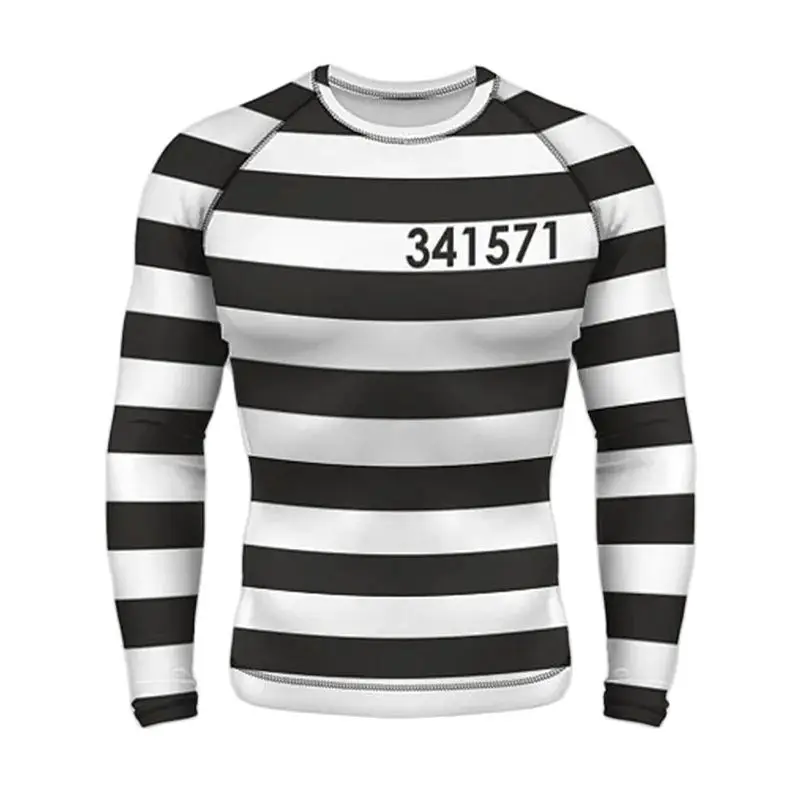 

Zebra Striped 3D Printed Fun Street Hip-hop Round Neck Long Sleeved Fashionable Avant-garde Casual Minimalist Men's T-shirt Top