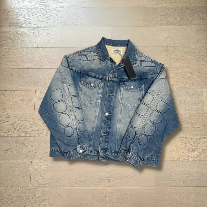 Satoshi Denim Outdoor Moto Jackets High Quality Simple Washed Street Oversize Men Women Lapel Collar Denim Jackets