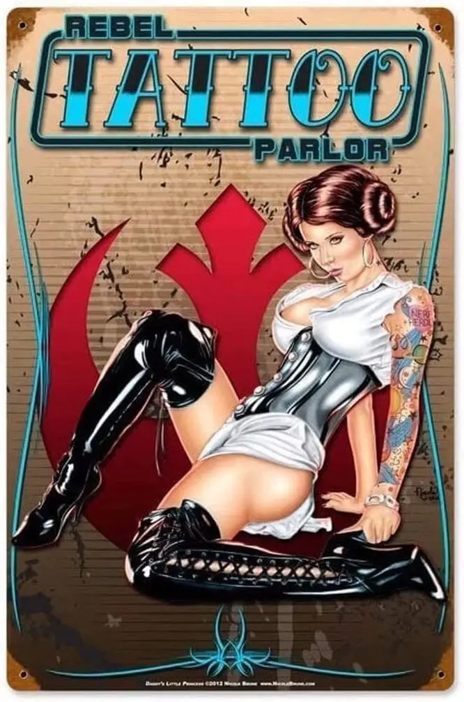 Tattoo Girl Vintage Metal Tin Signs Pin Up Girl Funny Poster Club Tattoo Shop Man Cave Home Art Wall Decorated Plaque Gift sign