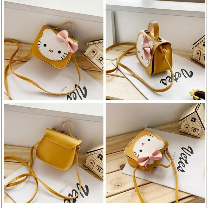 Hello Kitty 2024 Nieuwe Mini Kinderen Cartoon Portemonnee Mode Trendy Schattige Schouder Damestas Pu Baby Street Crossbody Tas