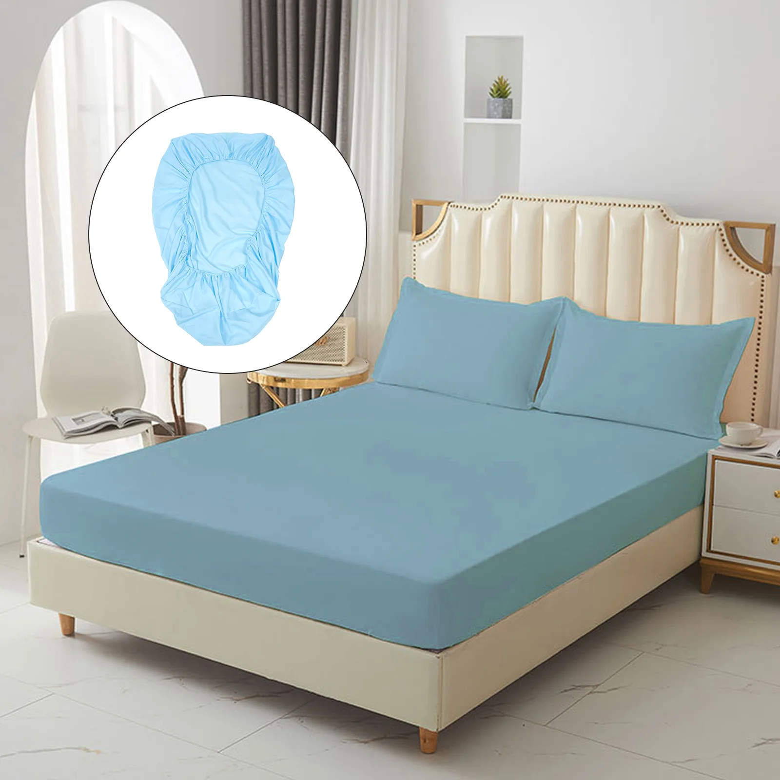 

Polyester Fitted Sheet Mattress Protectors Protective Covers for Home Hotel Twin Breathable Elastic Band Non