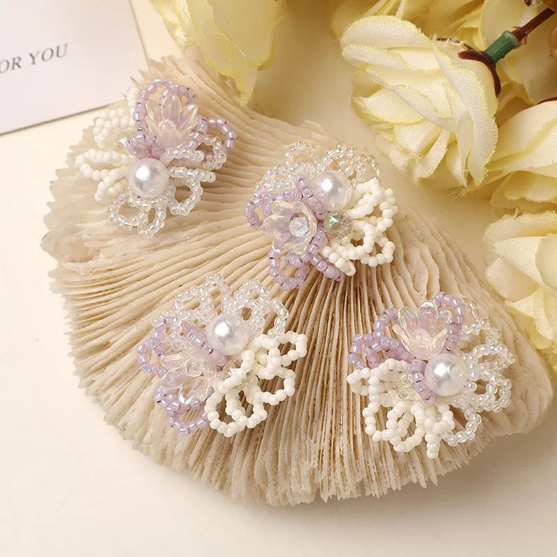 1 Piece Lavender Purple Seed Bead Flower Shoe Charms Clear Crystal DIY for Clogs Soft Creamy Gentle Vibe Lightweight Premium