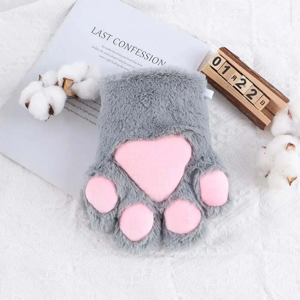 Sweet Cute Bear Claw Fluffy Paw Mittens Plush Cat Claw Gloves Anime Cosplay Gloves